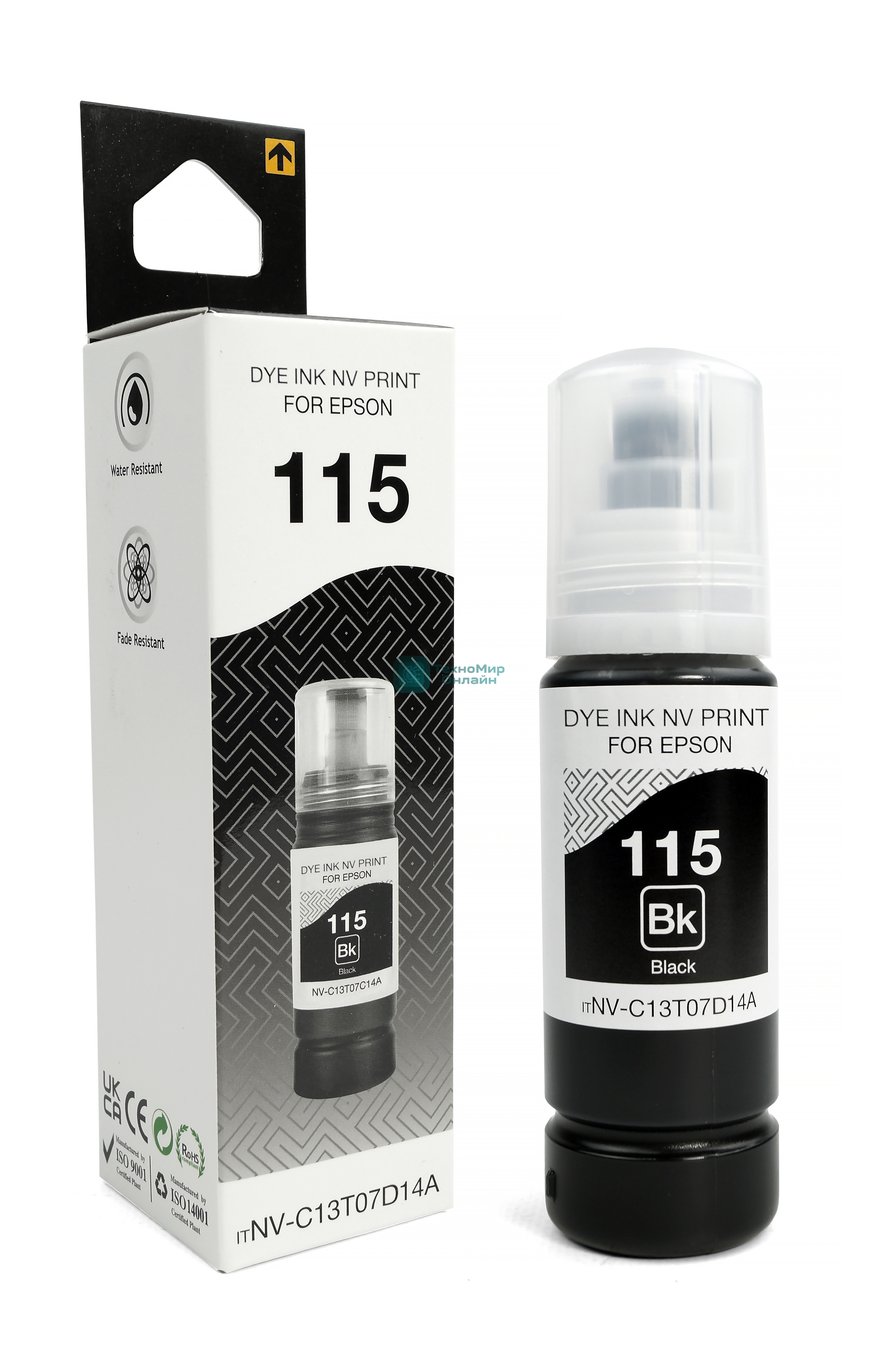 Чернила NVP 115 (NV-C13T07D14A) для Epson L8160, L8180 (70 мл) Black (в коробке) совместимые