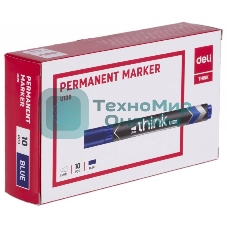 Маркер перманентный Deli Think EU10030, круглый пишущий наконечник, 2мм, синий