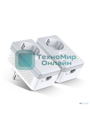 Сетевой адаптер TP-Link TL-PA4010PKIT AV600 Powerline Adapter with AC Pass Through Starter Kit, Ultra Compact Size, 500Mbps Powerline Datarate, 10/100Mbps Fast Ethernet, HomePlug AV, Green Powerline, Plug and Play