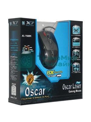 Мышь проводная A4Tech XL-750BK черный, 3600 dpi, USB, кнопки - 7