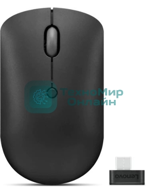 Мышь беспроводная Lenovo 400 черный, 2400 dpi, радиоканал, USB-C, кнопки - 4