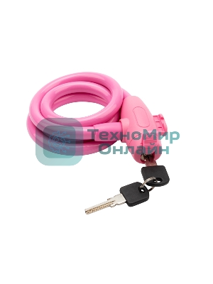 Тросовый замок взломостойкий для велосипедов и колясок с ключом Четыре сезона 100 см розовый 79-0304