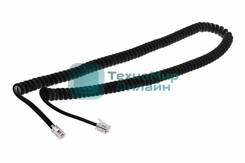 Телефонный шнур Rexant витой трубочный RJ-10(4P-4C), длина 7 м., черный