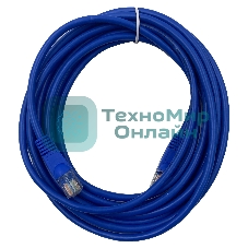 Патч-корд Buro UTP 4 пары cat.5e CCA molded 5м голубой RJ-45 (m)-RJ-45 (m)