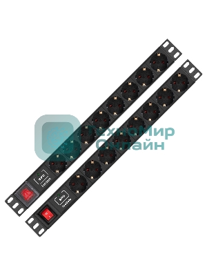 Блок розеток с сетевым фильтром (Surge Protect) и выключателем с подсветкой ExeGate ServerPro PDU-19H804 Al-8S-EU2.5CU-SW-SPD1 (19