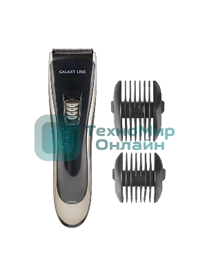 Набор для стрижки Galaxy Line GL 4165, черный, 3 Вт, время непрерывной работы до 1,5 ч, время зарядки около 2 часов, аккум. Li-Ion 3,7 В, емкость аккум. 600 мА*ч, лезвия из нержав. стали, ширина лезвия 40 мм, 2 насадки-расчески (3 и 6 мм, 9 и 12 мм), USB зарядка