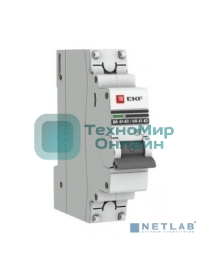 Выключатель автоматический EKF mcb4763-1-50C-pro 1P 50А (C) 4,5kA ВА 47-63 EKF PROxima