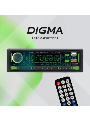 Автомагнитола Digma MCP-450, 1 DIN, Bluetooth, USB Type-A, AUX, пульт ДУ