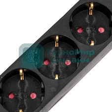 Удлинитель STANDARD 3 гнезда, 5м, 3х1,0мм², с/з, с выключателем, черный REXANT