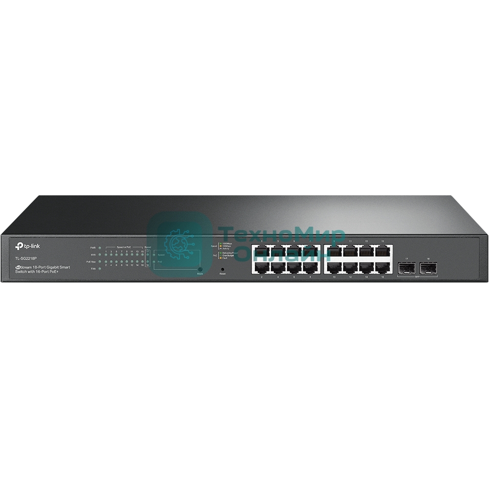 Коммутатор JetStream 18-Port Gigabit Smart Switch with 16-Port PoE+ EUplug