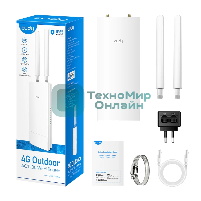 Точка доступа Outdoor 4G LTE Cat 6 AC1200 Wi-Fi Gigabit Router