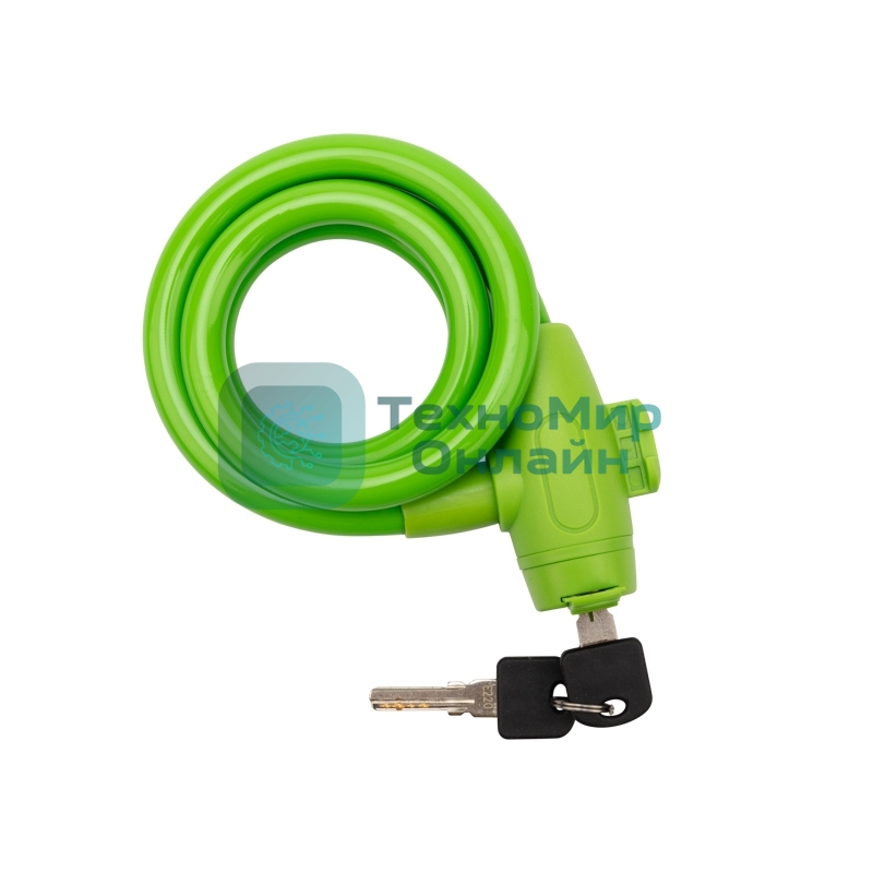 Тросовый замок взломостойкий для велосипедов и колясок с ключом Четыре сезона 100 см зеленый 79-0303
