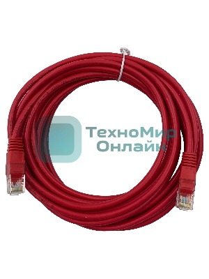 Патч-корд Buro UTP 4 пары cat.5e CCA molded 5м красный RJ-45 (m)-RJ-45 (m)