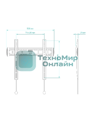 Кронштейн ONKRON FM5/32-55'' макс 400x400 наклон 0º от стены: 29мм макс вес 56,8кг
