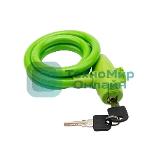 Тросовый замок взломостойкий для велосипедов и колясок с ключом Четыре сезона 100 см зеленый 79-0303