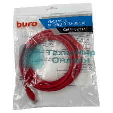 Патч-корд Buro UTP 4 пары cat.5e CCA molded 5м красный RJ-45 (m)-RJ-45 (m)
