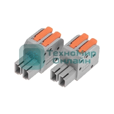 Клемма Rexant СМК 222-422R проходная разъемная 2 полюса серый 0,2-2,5/4 мм² (50 шт/уп)