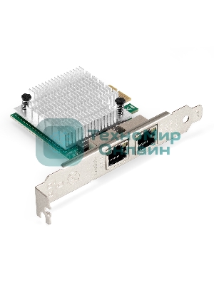 Сетевой адаптер ExeGate EXE-562 (PCI-E x1 v2.0, 2xRJ45, UTP 10/100/1000Mbps, Realtek Chipset RTL8111F)