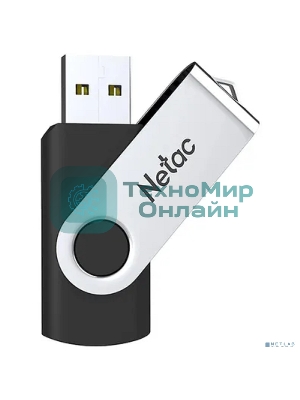 Флешка USB Netac U505 (NT03U505N-008G-20BK), 8Gb, USB 2.0, R/W 70/30, черный/серебристый