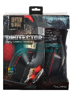 Гарнитура проводная Qumo Protector GHS 0015, стереогарнитура, подсветка, USB+2*3,5 jacks