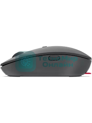 Мышь беспроводная Lenovo Go серый, 2400 dpi, радиоканал, USB-C, кнопки - 3