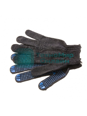 Перчатки трикотажные, с ПВХ точкой, 10 класс, черные Россия