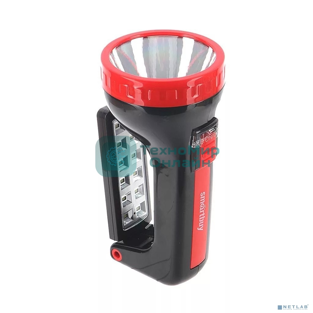 Аккумуляторный светодиодный фонарь-прожектор Smartbuy SBF-303-K 2 в 1 1W+12 SMD, черный