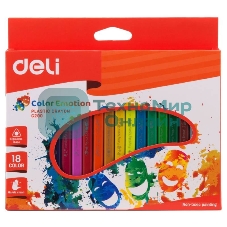Мелки восковые Deli EC20010 трехгранные 18 цветов, коробка с европодвесом