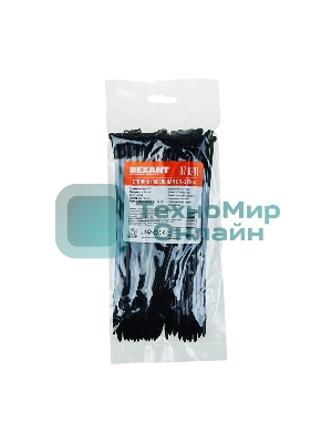 Хомут-стяжка кабельная нейлоновая Rexant 200 x3,6 мм, черная, упаковка 100 шт.