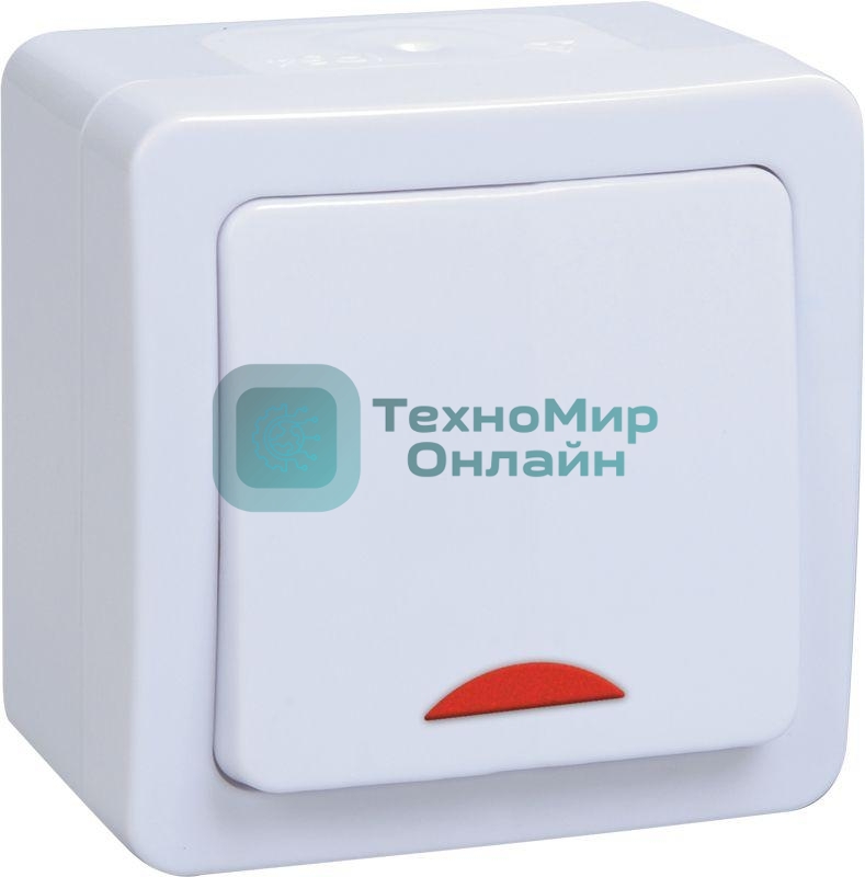 Выключатель 1-кл. ОП ГЕРМЕС PLUS для открытой установки со свет. индик. ВС20-1-1-ГПБ IP54 (цвет клавиши: белый) IEK EVMP11-K01-10-54-EC