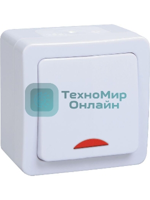 Выключатель 1-кл. ОП ГЕРМЕС PLUS для открытой установки со свет. индик. ВС20-1-1-ГПБ IP54 (цвет клавиши: белый) IEK EVMP11-K01-10-54-EC