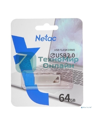 Флешка USB Netac U326 (NT03U326N-064G-20PN), 64Gb, USB 2.0, R/W 50/15, серебристый