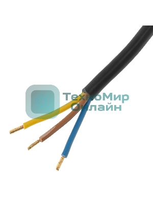 Шнур сетевой Energy Series, ПВС, 1,5 м, 3х1,5 мм, с неразборной вилкой, черный Denzel