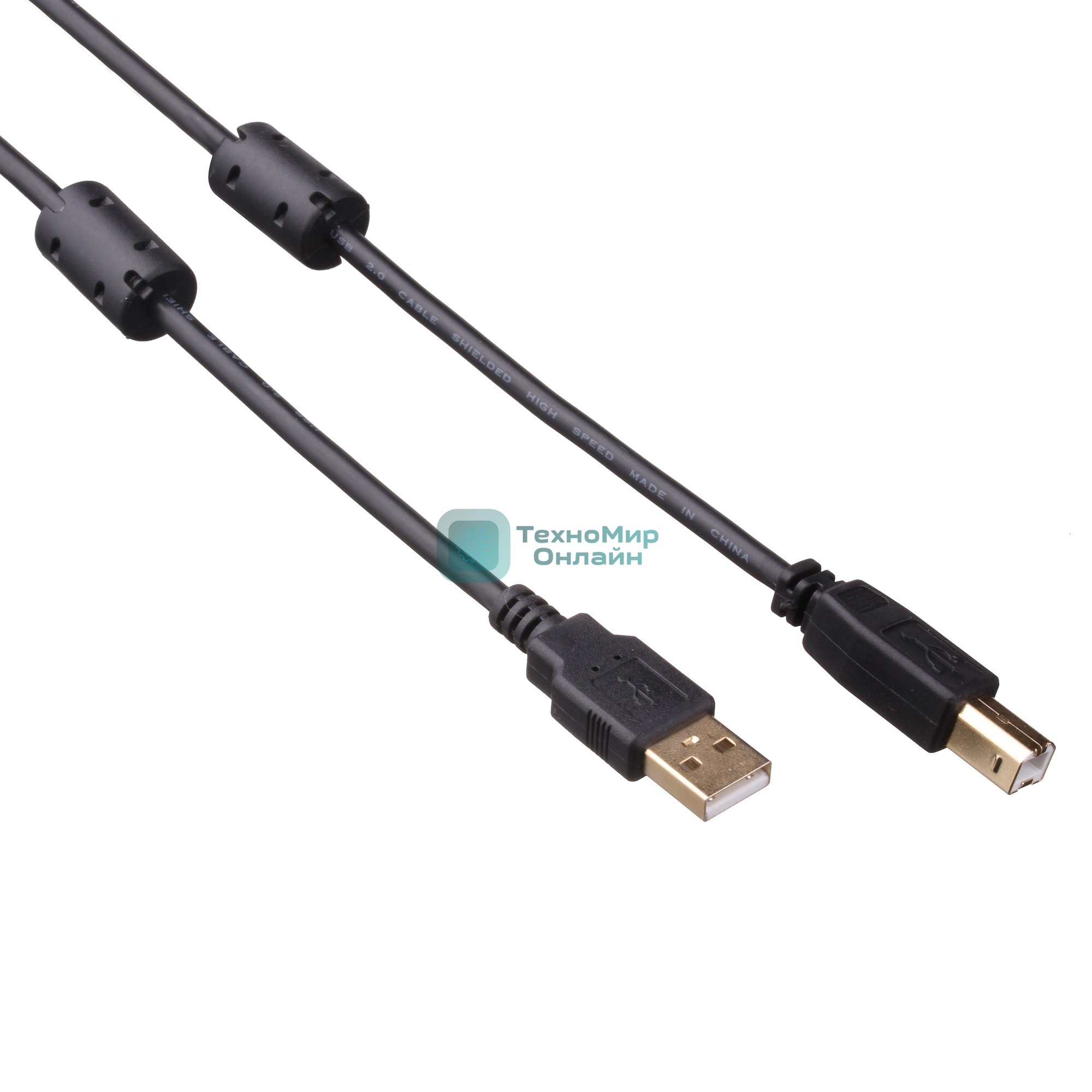 Кабель USB 2.0 A-->B 3м ExeGate 2 фильтра, позолоченные контакты