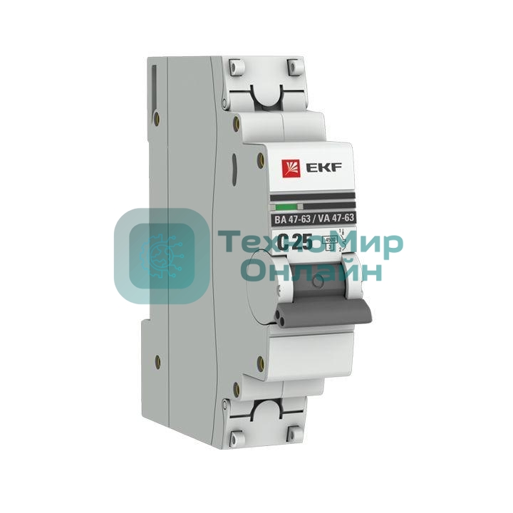 Выключатель автоматический модульный 1п C 25А 4.5кА ВА 47-63 PROxima EKF mcb4763-1-25C-pro