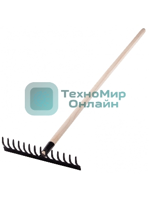 Грабли Сибртех стальные, 360х1300 мм, 14 прямых зубьев, деревянный черенок