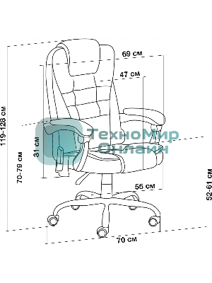 Кресло Cactus CS-CHR-OC05M-BR бежевый, экокожа, подголовник