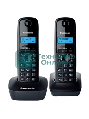 Телефон беспроводной (DECT) Panasonic KX-TG1612RUH (серый) Доп трубка в комплекте,АОН, Caller ID,12 мелодий звонка,поиск трубки