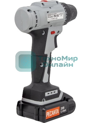 Дрель-шуруповерт аккумуляторная Ресанта ДА-20-2ЛК-Б 75/14/10, Аккумуляторная, 20В, 2 АКБ, Кейс