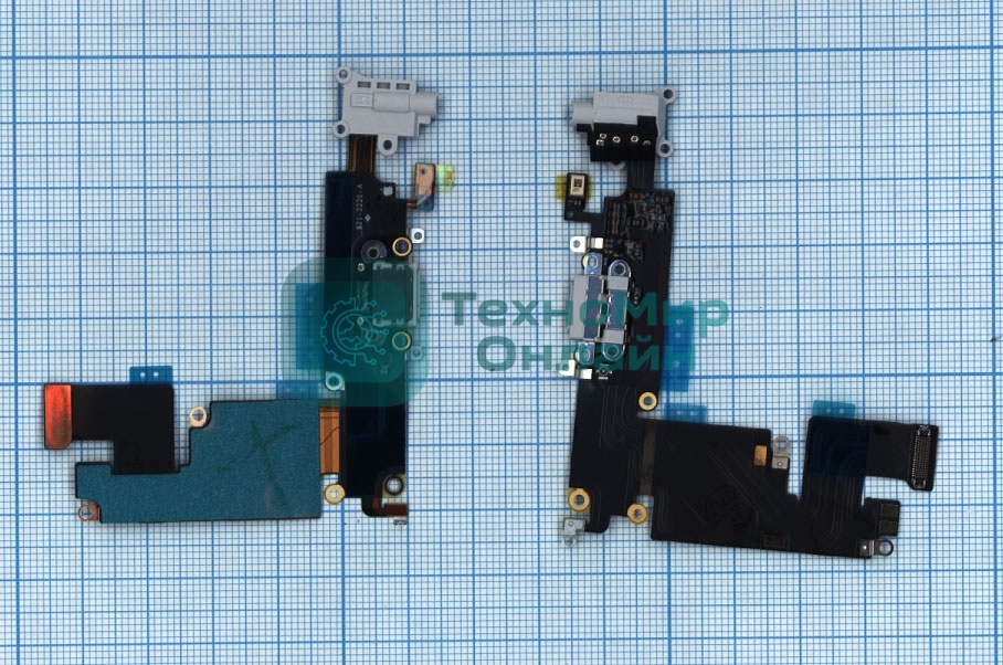 Шлейф разъема питания с аудио-разъемом для iPhone 6 Plus серый