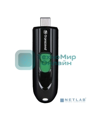 Флешка USB Transcend JetFlash 790С (TS64GJF790C), 64Gb, USB 3.0 Type-C, R/W 90/60, черный/зеленый