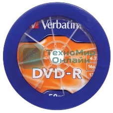 Диск DVD-R Verbatim 4.7Gb 16x Cake Box (50шт) (43731)