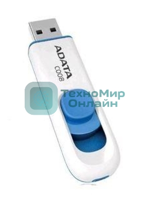 Флешка USB ADATA C008 (AC008-16G-RWE), 16Gb, USB 2.0, R/W 15/5, белый/синий