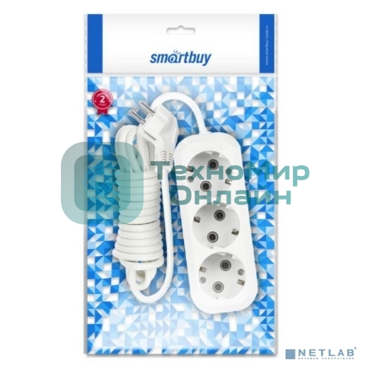 Удлинитель Smartbuy SBE-16-3-02-Z 3 гнезда 2 метра 16А/3,5 кВт с заземлением ПВС 3х1 мм2