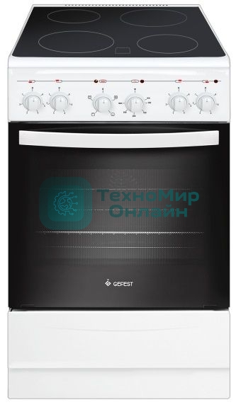 Плита электрическая Gefest 5160-01 0033 белый, конфорок 4 электрических, духовка 55 л, 50 см x 85 см x 58.5 см