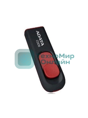 Флешка USB ADATA Classic C008 (AC008-16G-RKD), 16Gb, USB 2.0, R/W 30/6, черный/красный