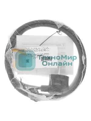 Шнур сетевой Energy Series, ПВС, 1,5 м, 3х1,5 мм, с неразборной вилкой, черный Denzel