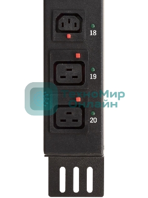 Блок распределения питания Powercom PDU-16AVMS20-18C13-2C19 18xC13+2xC19, 16A, 1,5U (1968234)