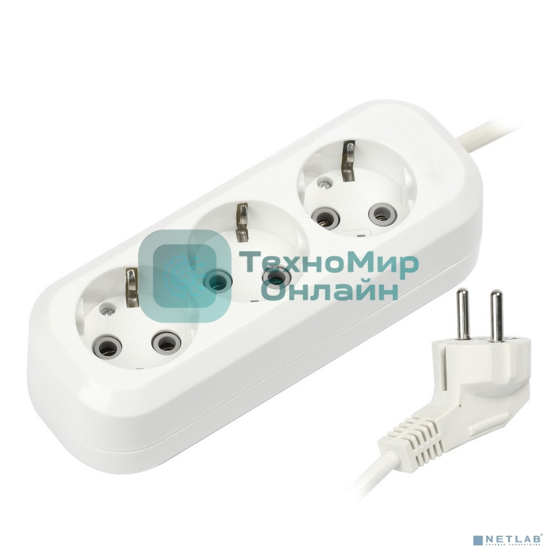 Удлинитель Smartbuy SBE-16-3-03-Z 3 гнезда 3 метра 16А/3,5 кВт с заземлением ПВС 3х1 мм2
