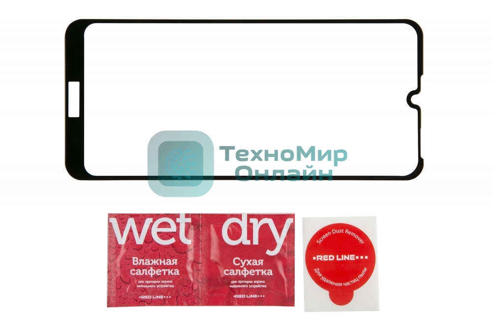 Защитное стекло для экрана Redline черный для Huawei Honor 8A 1шт. (УТ000017075)